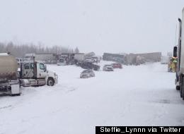 More than 300 were taken to hospital following highway pileups during driving storms in central and northern Alberta. (Steffie Williams @Steffie_Lynnn via Twitter)