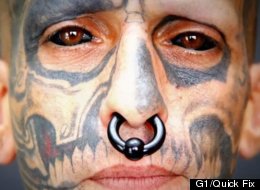 Rodrigo Fernando dos Santos, 39, of Sao Paul, Brazil, recently had his eyeballs tattooed.