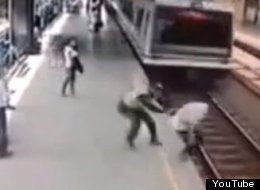 Officer Luis Alfonso Ramirez Ramirez saved a man from an oncoming train Apr. 15