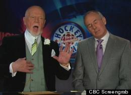 Don Cherry said the men's locker-room is no place for a woman, and this is how Ron MacLean reacted. (CBC Screengrab)