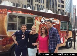 Giordano's new mobile deep-dish pizza operation was officially opened for business on Monday.