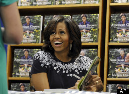 Before she took a seat and started signing books, the first lady told patrons to