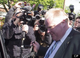 Toronto Mayor Rob Ford leaves his home on Friday May 17, 2013, after published reports said a video appears to show Ford smoking crack cocaine. Ford called the allegations ridiculous. THE CANADIAN PRESS/Chris Young