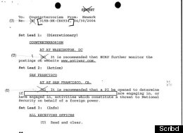 An image of an FBI file related to AntiWar.com (Scribd).