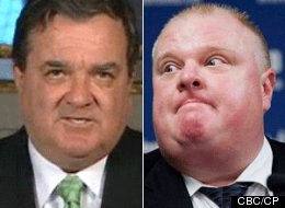 Many Canadian conservatives appear to be distancing themselves from Toronto Mayor Rob Ford these days, but Finance Minister Jim Flaherty is standing by his long-time friend. (CBC/CP)