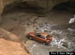 A suspected drunk driver is alive despite having driven his 4-door sedan off a 40-foot sea cliff in San Diego early Monday morning.