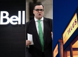 Industry Minister James Moore is now in an all-out war of words with Canada's big three telecoms over Verizon's possible entry into Canada. (Composite image: Canadian Press photos)
