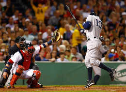 Alex Rodriguez #13 of the New York Yankees is hit by a pitch in the second inning by Ryan Dempster #46 of the Boston Red Sox during the game on August 18, 2013 at Fenway Park in Boston, Massachusetts. Both benches were immediately warned and manager Joe Girardi #28 of the New York Yankees was ejected by umpire Brian O'Mora. (Photo by Jared Wickerham/Getty Images)
