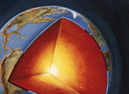 A team of researchers used a computer model to determine that the Earth's core spins in not one direction, but two. (Illustration via Getty)