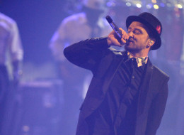 Justin Timberlake performs onstage during the iHeartRadio Music Festival.