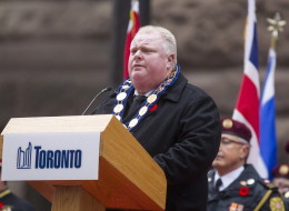 Toronto Mayor Rob Ford was booed by at least one person at a Remembrance Day ceremony in the city Monday morning. (Twitter)