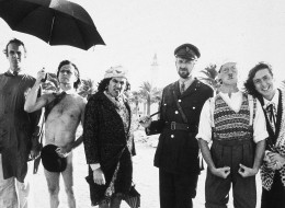 1978: All six members of the Monty Python team on location in Tunisia to film 'Monty Python's Life of Brian'. From left to right they are John Cleese, Terry Gilliam, Terry Jones, Graham Chapman (1941 - 1989), Michael Palin and Eric Idle. (Photo by Evening Standard/Getty Images/Getty Images)