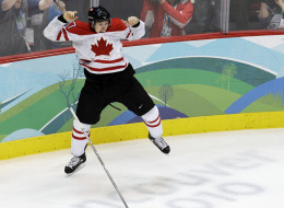 Sidney Crosby celebrates his golden goal at the 2010 Olympic Winter Games.