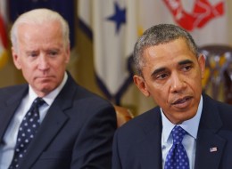 US President Barack Obama and Vice President Joe Biden meet with the Presidents Commission on Election Administration in the Roosevelt Room of the White House on January 22, 2014 in Washington, DC. AFP PHOTO/Mandel NGAN (Photo credit should read MANDEL NGAN/AFP/Getty Images)