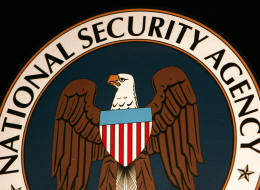 Fort Meade, UNITED STATES: (FILES): Thyis 25 January 2006 file photo shows the logo of the National Security Agency (NSA) at the Threat Operations Center inside the NSA in the Washington suburb of Fort Meade, Maryland, where US President George W. Bush delivered a speech behind closed doors and met with employees in advance of Senate hearings on the much-criticized domestic surveillance. The US National Security Agency has assembled the world's largest database of telephone records tracking the