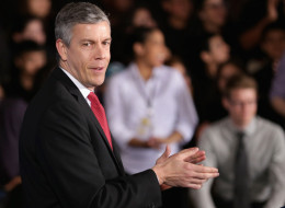 U.S. Education Secretary Arne Duncan at Buck Lodge Middle School Feb. 4, 2014, in Adelphi, Md. (Photo by Chip Somodevilla/Getty Images)
