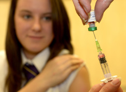 Lucy Butler,15, getting ready to have her measles jab at All Saints School in Ingleby Barwick, Teesside as a national vaccination catch-up campaign has been launched to curb a rise in measles cases in England.