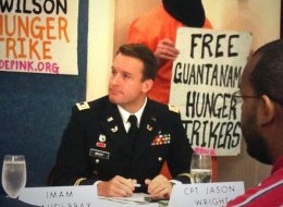 Maj. Jason Wright, a lawyer for Khalid Sheikh Mohammed, at a Code Pink press conference last year. (Ryan J. Reilly/The Huffington Post)