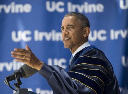 US President Barack Obama delivers the commencement address at the University of California Irvine in Irvine, California, June 14, 2014. (JIM WATSON/AFP/Getty Images)