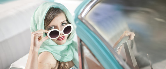 WOMAN WHITE SUNGLASSES CAR