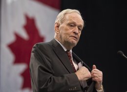 Former prime minister Jean Chretien addresses the audience during an event to celebrate the 50th Anniversary of the Canadian Flag, in Mississauga, Ont., on Sunday February 15 2015.THE CANADIAN PRESS/Chris Young