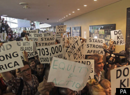 Protesters outside the Durban Conference on climate change