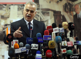 Iraqi Vice President Tareq al-Hashemi addresses a conference in support of victims in bombings that targeted Iraqi ministries in recent months in Baghdad on March 31, 2010. (Getty)