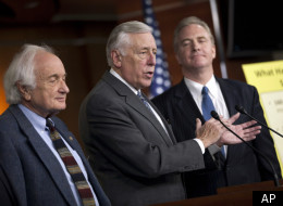 Rep. Sander Levin (D-Mich.), House Minority Whip Steny Hoyer (D-Md.) , and Rep. Chris Van Hollen (D-Md.).