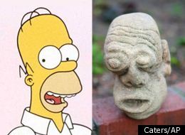 Lookylikey? A gargoyle unearthed in a Scottish garden bears more than a passing resemblance to Homer Simpson
