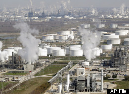 In this Nov. 10, 2010 file photo, oil refineries are shown in this aerial view, in Deer Park, Texas. (AP Photo/David J. Phillip, File)