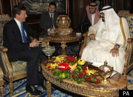 Saudi Arabia's King Abdullah meets British Prime Minister David Cameron in Riyadh, Saudi Arabia
