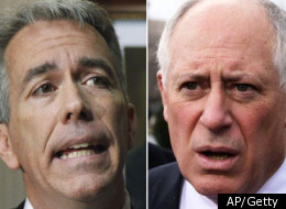 U.S. Rep Joe Walsh (left) slammed Illinois Gov. Pat Quinn (right) during a Tea Party event in Darien, Ill. on Jan. 12.