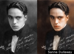 Charlie Chaplin is one of the famous icons to be re-rendered in colour by Sanna Dullaway
