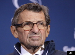 Penn State head coach Joe Paterno talks with reporters after recording his 409th career win 10-7 over Illinois in an NCAA college football game in State College, Pa., Saturday, Oct. 29, 2011. (AP Photo/Gene J. Puskar)