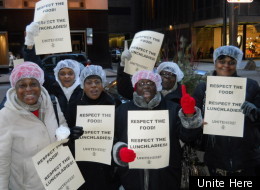 Members and supporters of UNITE HERE Local 1 at Tuesday's demonstration.