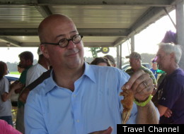 Andrew gets his first taste of giant, fried frog legs at a Cajun cookout near the Frog Capital of the World, Rayne, Louisiana.