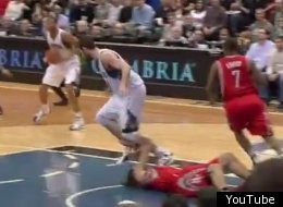Did Kevin Love intentionally step on Luis Scola's face?