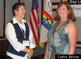 Charlie Morgan (left) and Karen Morgan at an October event for gays openly serving in the military.