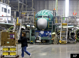 Pictured is one of two Boeing 737 production lines in Renton, Wash., Tuesday Jan. 10, 2012. Boeing celebrated ramping up the 737 production rate to 35 planes a month. In addition to other version of the 737, the next generation 737 Max will be built in Renton. (AP)