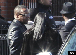 Bobby Brown outside Whitney Houston's funeral