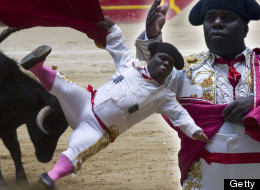 Colombian actor Franklin Mareano takes a tumble