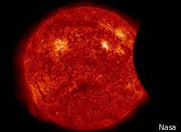 Partial Solar Eclipse Viewed From Space