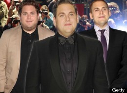 Up and down: Jonah Hill in his plump funny man days (left), after his dramatic weight loss (right) and at the Oscars (centre)