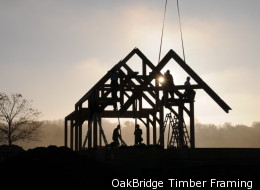 House party: The OakBridge team raises the frame on a new home.