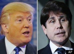 Donald Trump (left) believes that 14 years is too long for Rod Blagojevich to spend in prison.