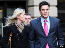 Scotland rugby player Max Evans and his girlfriend Katy Johnson outside Edinburgh Sheriff Court