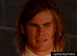 Chris Hemsworth in character as motor racing legend James Hunt