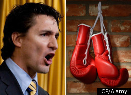 Justin Trudeau's boxing match with Tory Senator Patrick Brazeau will air on Sun News. (CP/Alamy)
