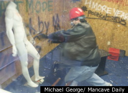 Danny Gallagher attacks a mannequin with a baseball bat at the Anger Room, a Dallas-based business that lets people pay to smash things.