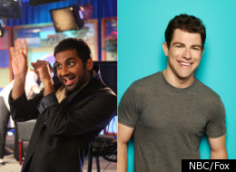 Aziz Ansari and Max Greenfield.
